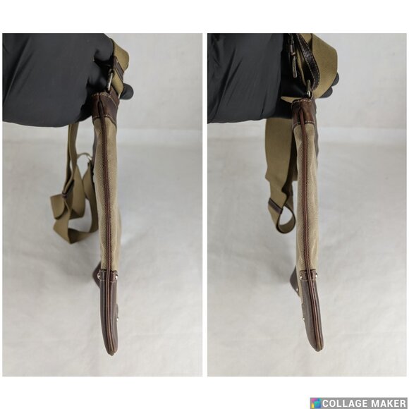 Prada Jacquard Logo Shoulder Bag Leather Canvas Brown Used Authentic F/Shipping - Picture 8 of 13